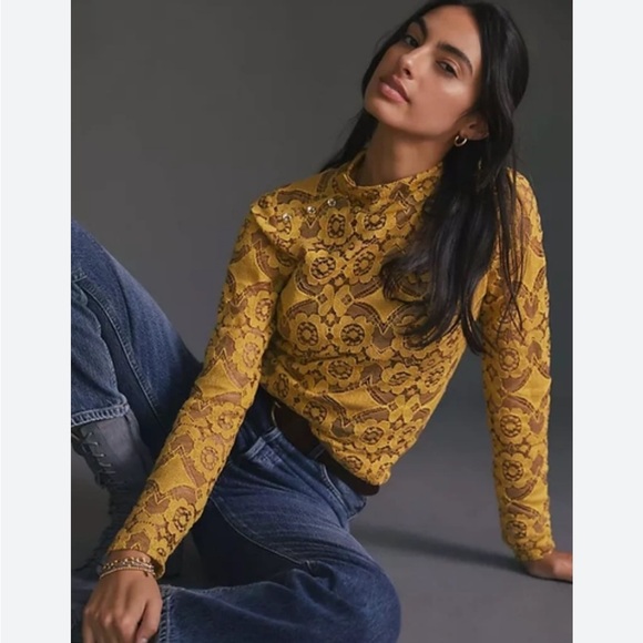 Anthropologie Maeve Lace Mock Neck Top size 1X - Picture 7 of 9